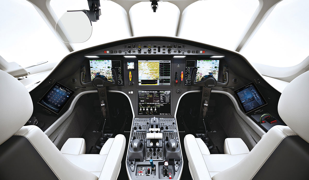 Cockpit of private jet