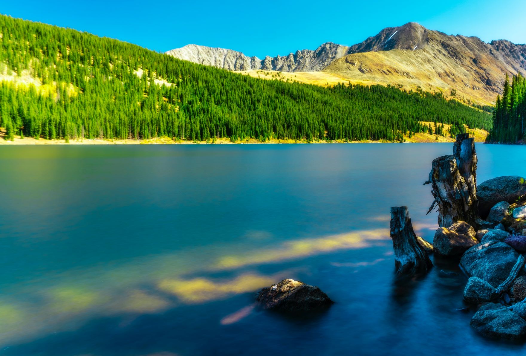 Colorado water and mountain view