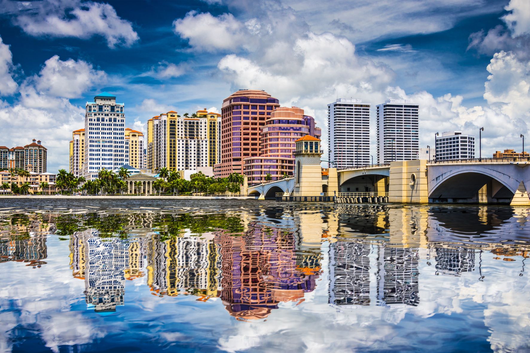 Palm Beach Florida city view from water